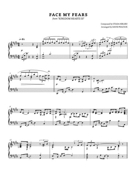 Free Sheet Music Face My Fears Piano Version