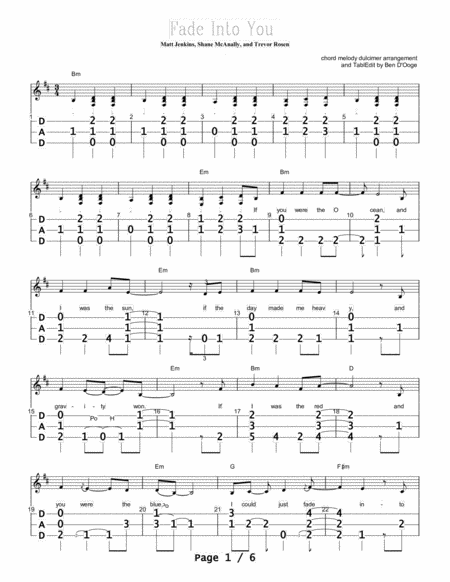 Free Sheet Music Fade Into You From Tv Show Nashville