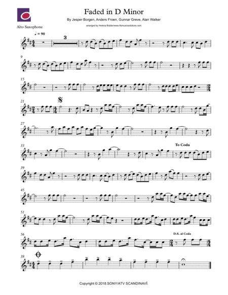 Free Sheet Music Faded 1 In D Minor Concert Instrumental Alto Saxophone Melody