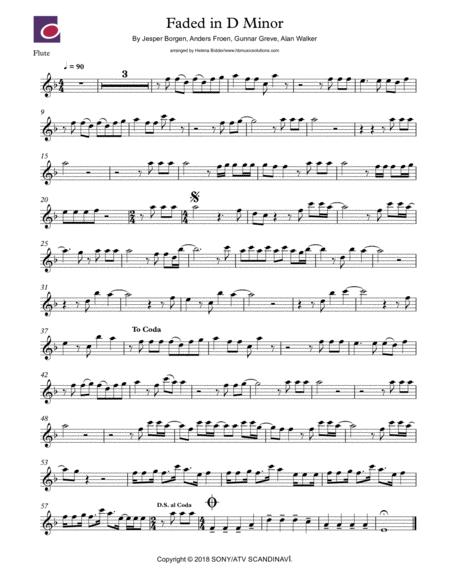 Faded 1 In D Minor Instrumental Flute Melody Sheet Music