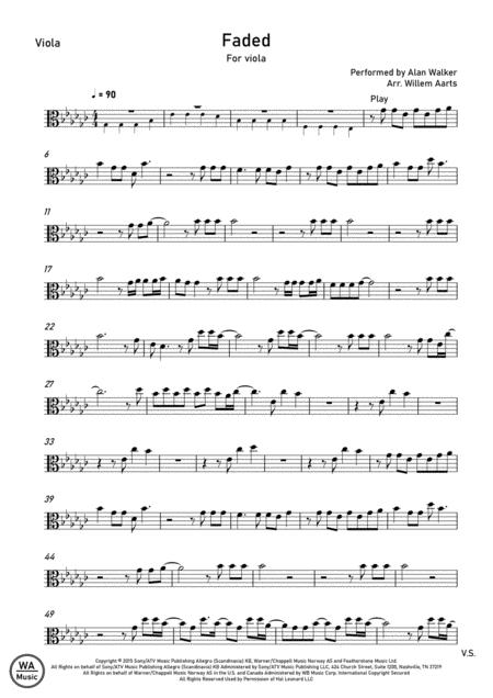 Faded By Alan Walker Viola Sheet Music