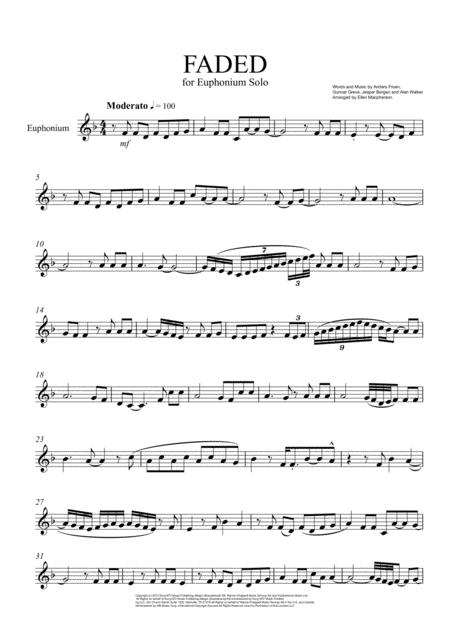 Faded For Euphonium Solo Sheet Music