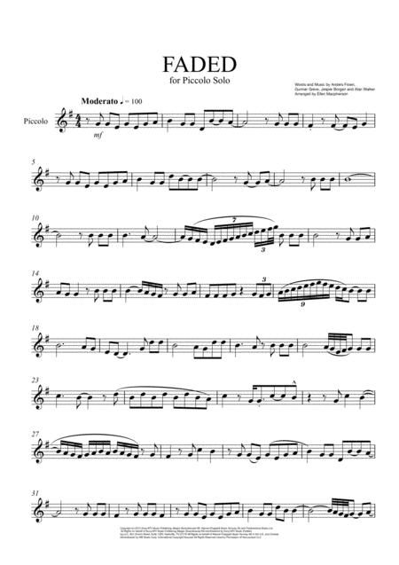 Faded For Solo Piccolo Sheet Music