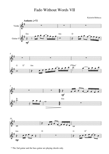 Fado Without Words Vii Sheet Music