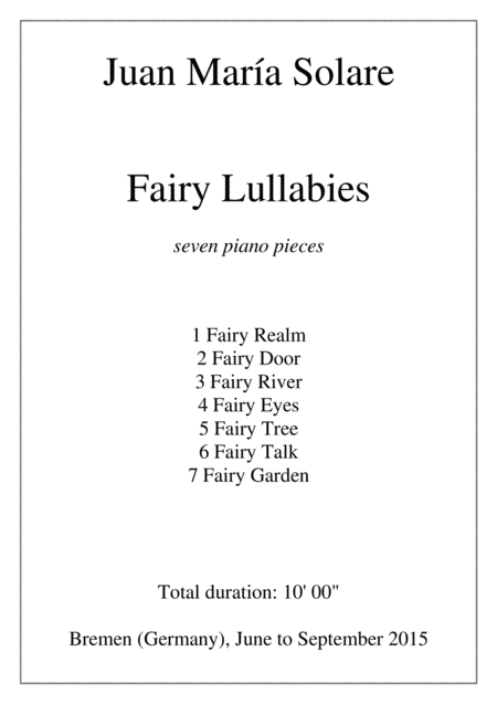 Free Sheet Music Fairy Lullabies 7 Piano Pieces