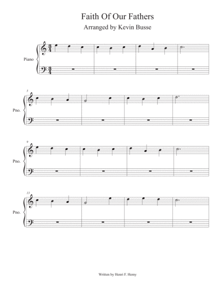 Free Sheet Music Faith Of Our Fathers Easy Key Of C Piano