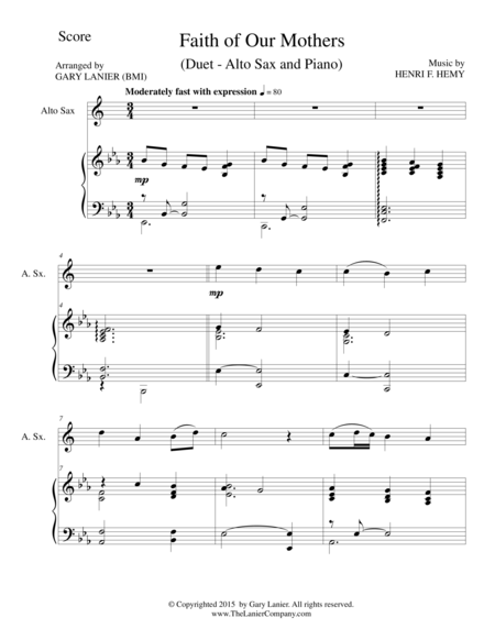 Faith Of Our Mothers Duet Alto Sax And Piano Score And Parts Sheet Music