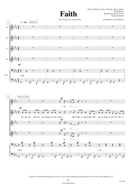 Free Sheet Music Faith Ssaa Piano