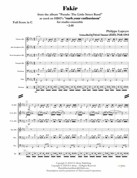 Free Sheet Music Fakir From Curb Your Enthusiasm Full Score Set Of Parts