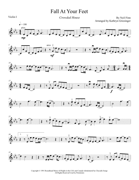 Fall At Your Feet String Quartet Sheet Music