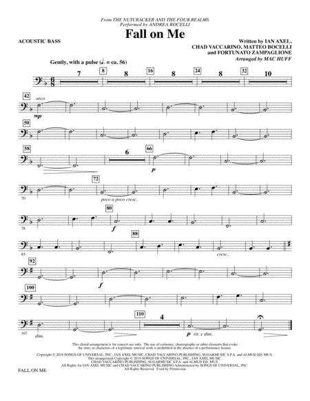 Free Sheet Music Fall On Me From The Nutcracker And The Four Realms Arr Mac Huff Acoustic Bass