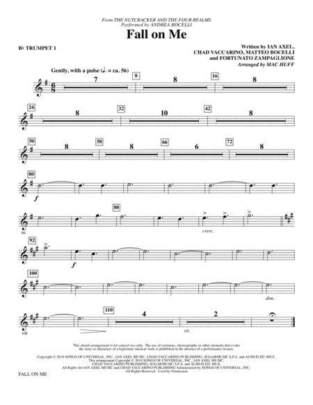 Free Sheet Music Fall On Me From The Nutcracker And The Four Realms Arr Mac Huff Bb Trumpet 1