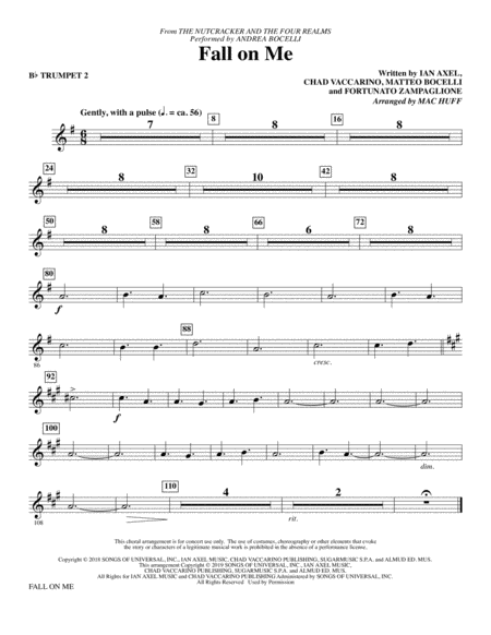 Free Sheet Music Fall On Me From The Nutcracker And The Four Realms Arr Mac Huff Bb Trumpet 2