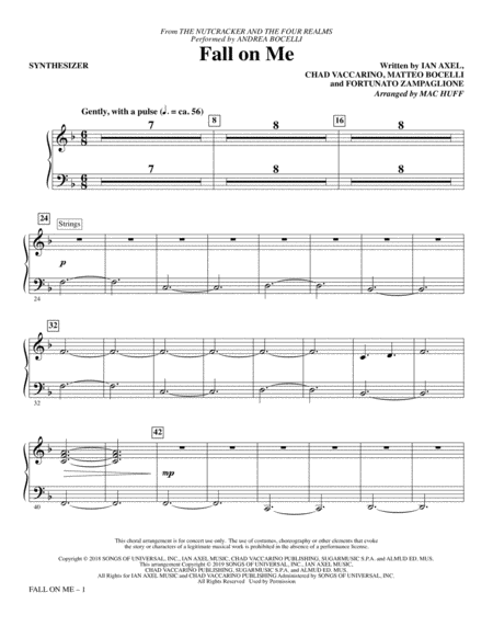 Fall On Me From The Nutcracker And The Four Realms Arr Mac Huff Synthesizer Sheet Music