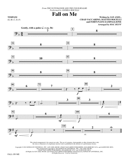 Fall On Me From The Nutcracker And The Four Realms Arr Mac Huff Timpani Sheet Music