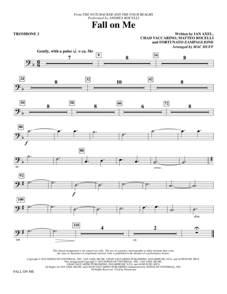 Fall On Me From The Nutcracker And The Four Realms Arr Mac Huff Trombone 2 Sheet Music