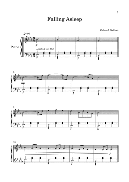 Falling Asleep Sheet Music