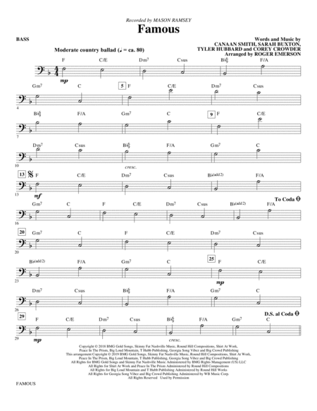 Free Sheet Music Famous Arr Roger Emerson Bass