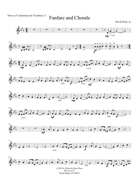 Free Sheet Music Fanfare And Chorale Horn In F