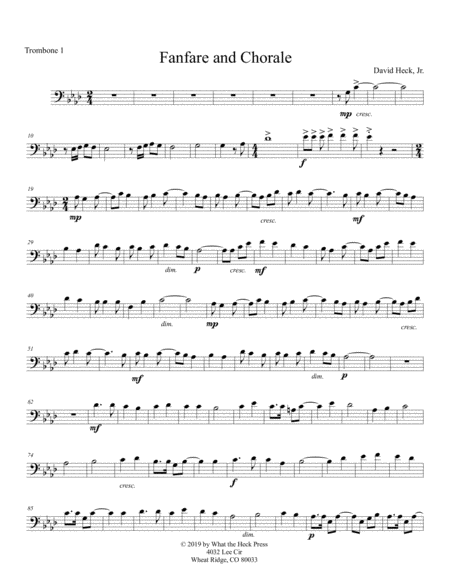 Free Sheet Music Fanfare And Chorale Trombone 1