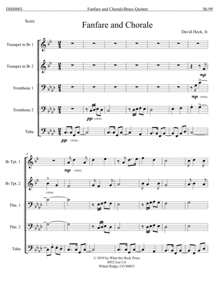 Free Sheet Music Fanfare And Chorale