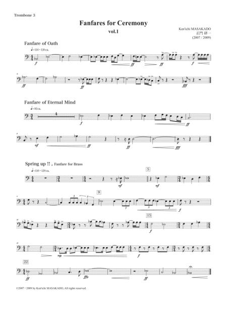 Fanfares For Ceremony Vol 1 Extra Part Trombone 3 Sheet Music