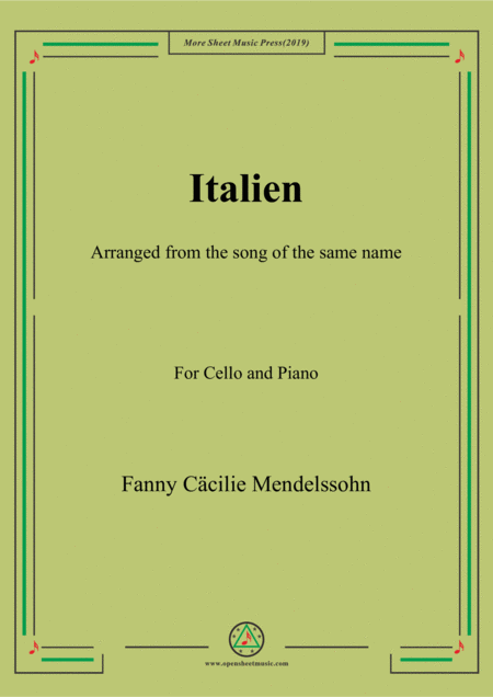 Fanny Hensel Italien For Cello And Piano Sheet Music