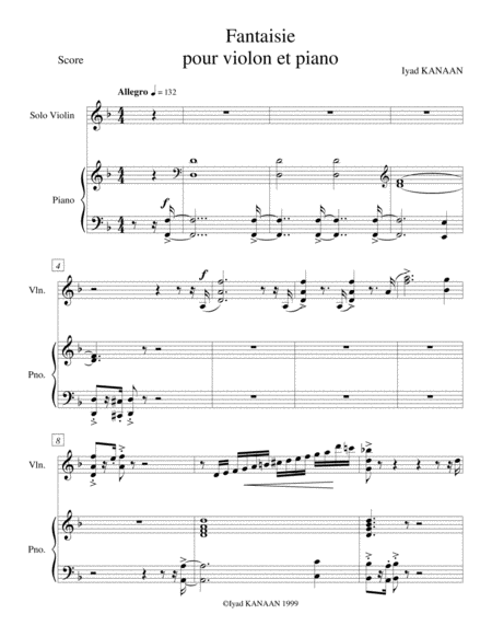 Free Sheet Music Fantaisie For Violin And Piano