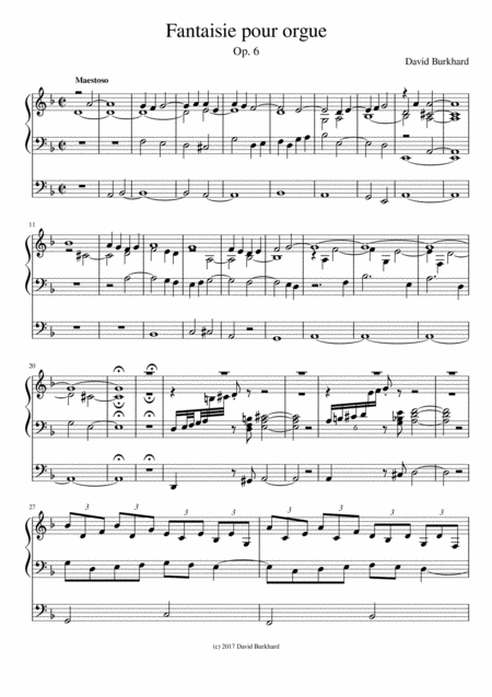 Fantaisie Pour Orgue Solo Organ Sheet Music