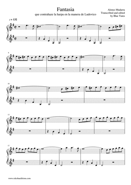 Free Sheet Music Fantasia Alonso Mudarra