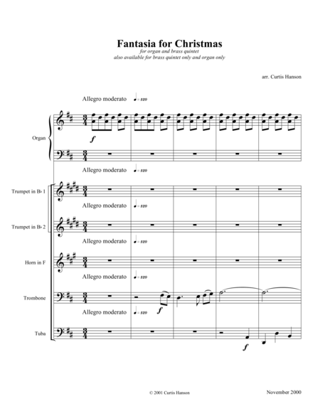 Fantasia For Christmas Brass Organ Sheet Music