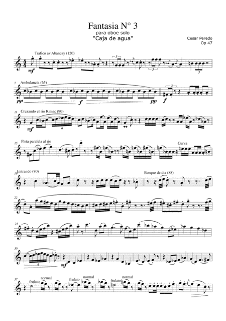 Fantasia For Oboe No 3 Caja De Aqua Sheet Music