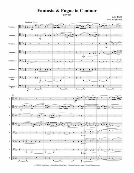 Fantasia Fugue In C Minor Bwv 537 For 8 Part Trombone Choir Sheet Music