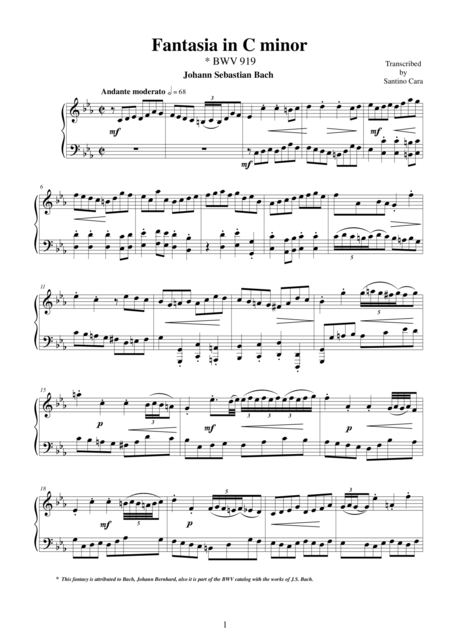 Fantasia In C Minor Bwv 919 Sheet Music