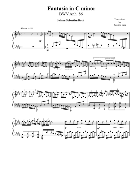 Free Sheet Music Fantasia In C Minor Bwv Anh 86