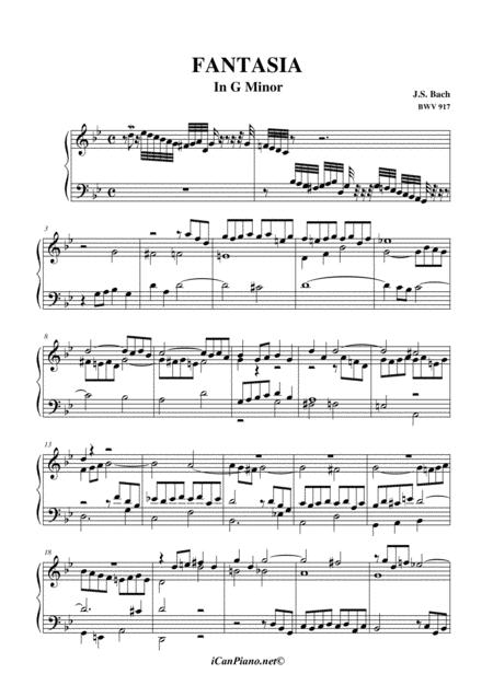 Fantasia In G Minor Bwv 917 Js Bach Sheet Music