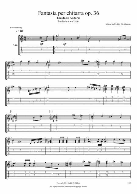 Free Sheet Music Fantasia Per Chitarra Op 36