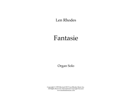 Fantasie For Organ Solo Sheet Music