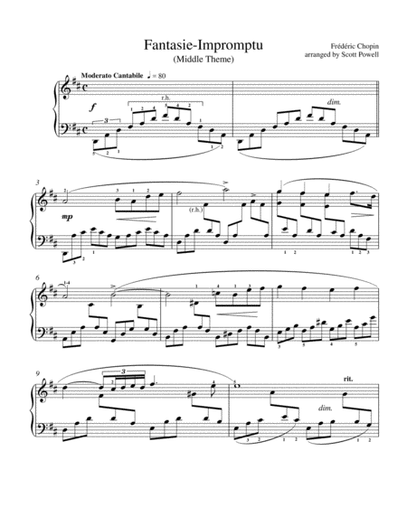 Free Sheet Music Fantasie Impromptu Slow Section For Intermediate Piano