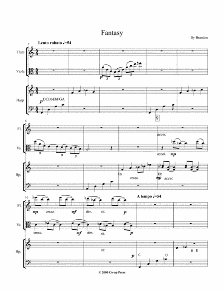 Free Sheet Music Fantasy For Flute Viola And Harp