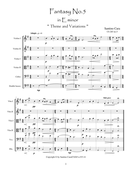 Free Sheet Music Fantasy No 5 In E Minor Cs 265 Forstring Orchestra