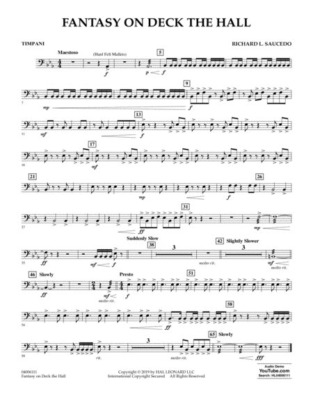 Fantasy On Deck The Hall Timpani Sheet Music