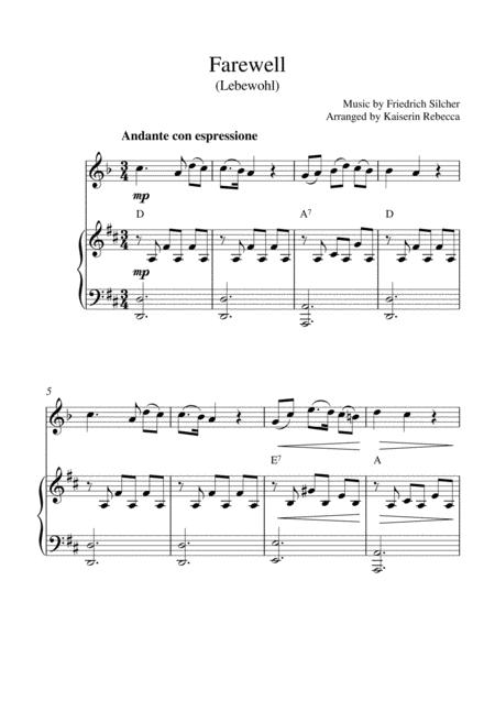 Free Sheet Music Farewell Lebewohl Clarinet In A Solo And Piano Accompaniment