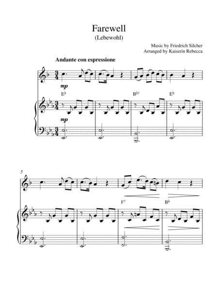 Farewell Lebewohl For Bb Clarinet Solo And Piano Accompaniment Sheet Music