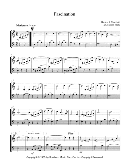 Free Sheet Music Fascination Arranged For Violin Cello Duet