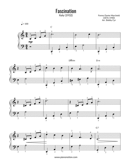 Fascination Fermo Dante Marchetti Piano Solo Sheet Music