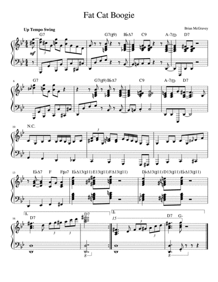 Free Sheet Music Fat Cat Boogie