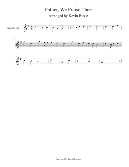 Father We Praise Thee Soprano Sax Sheet Music