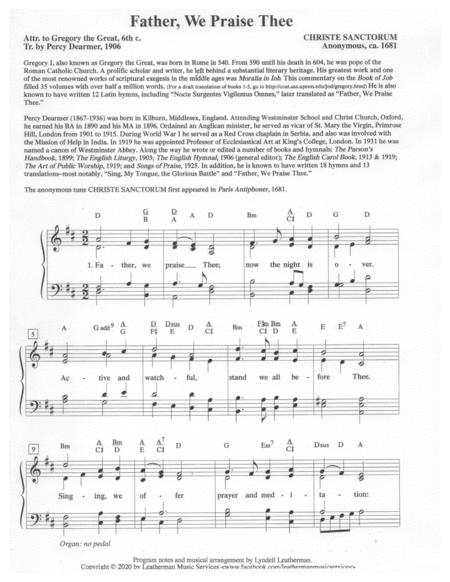 Free Sheet Music Father We Praise Thee