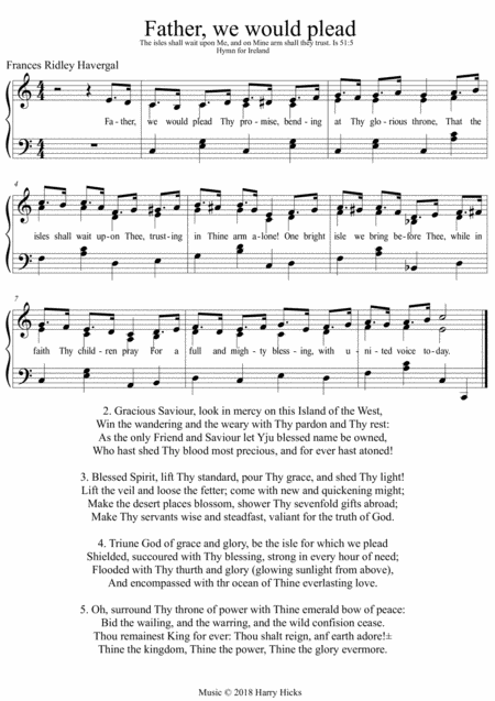 Father We Would Plead A New Tune To A Wonderful Frances Ridley Havergal Hymn Sheet Music